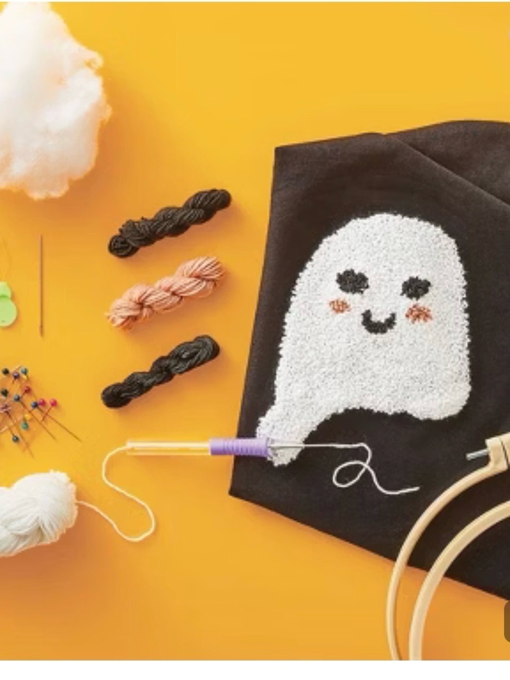 Mondo Llama Ghost Pattern Punch Needle Pillow Kit - Picture 2 of 3